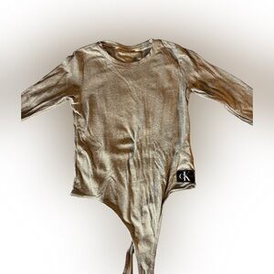 Calvin Klein Beige Long Sleeve Tee Bodysuit